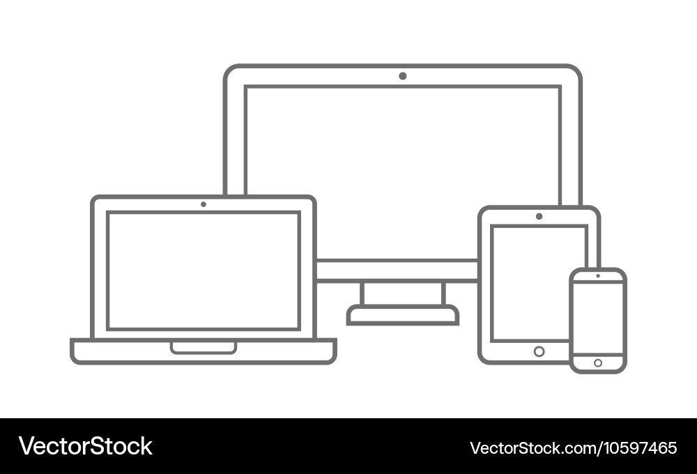 Electronic device with different screen size icons vector image