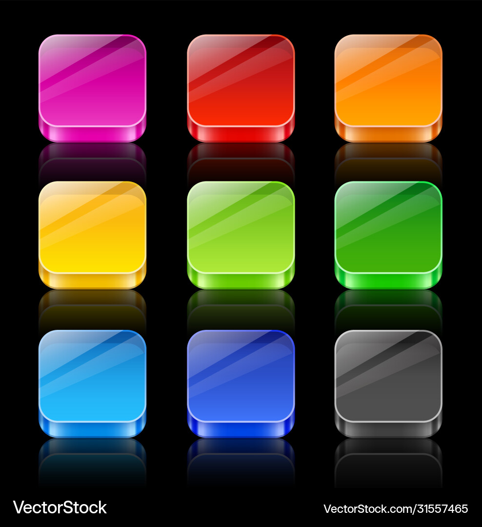 Glossy icon buttons with reflection vector image