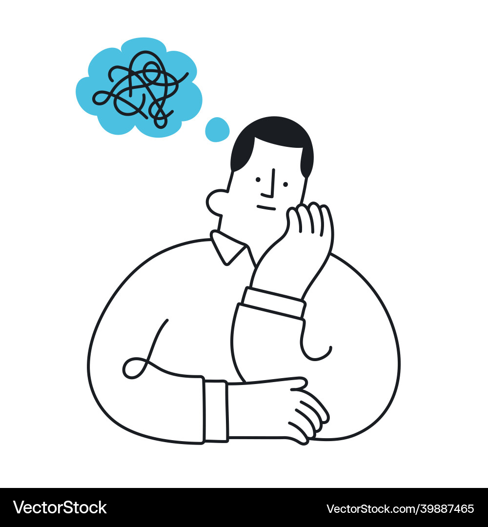 Man thinking about way to solve problems concept Man thinking about way to solve problems concept vector image