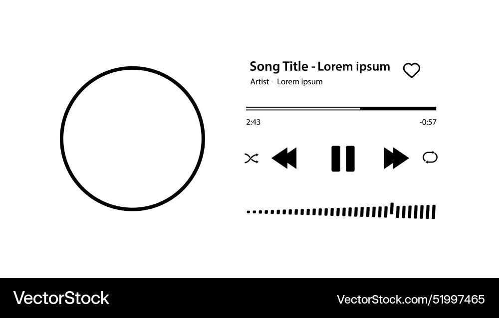 Music player song plaque with buttons loading bar vector image