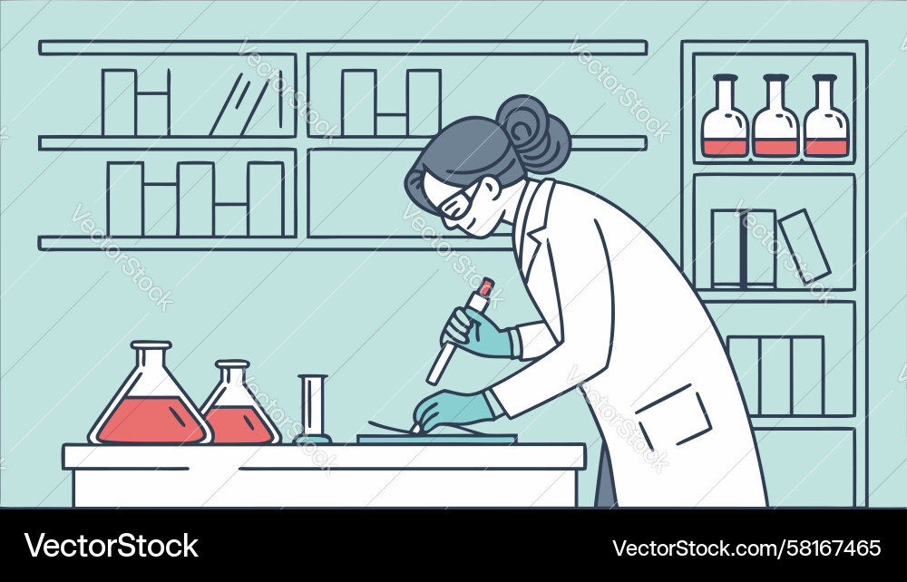 Scientist Conducting Lab Experiment Vector Image