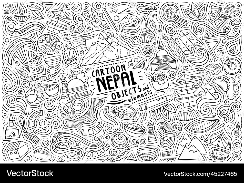 Set of nepal traditional symbols and objects Set of nepal traditional symbols and objects vector image