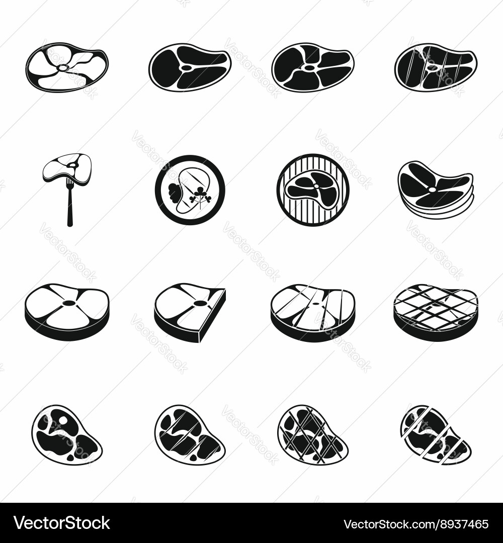 Steak Icon Set - Minimal Style vector image