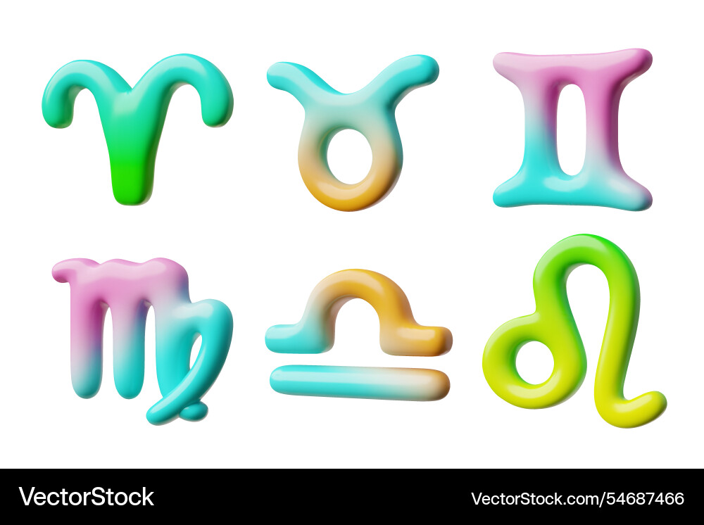 3d Of A Set Cartoon Zodiac Signs Royalty Free Vector Image 3d Of A Set Cartoon Zodiac Signs Royalty Free Vector Image