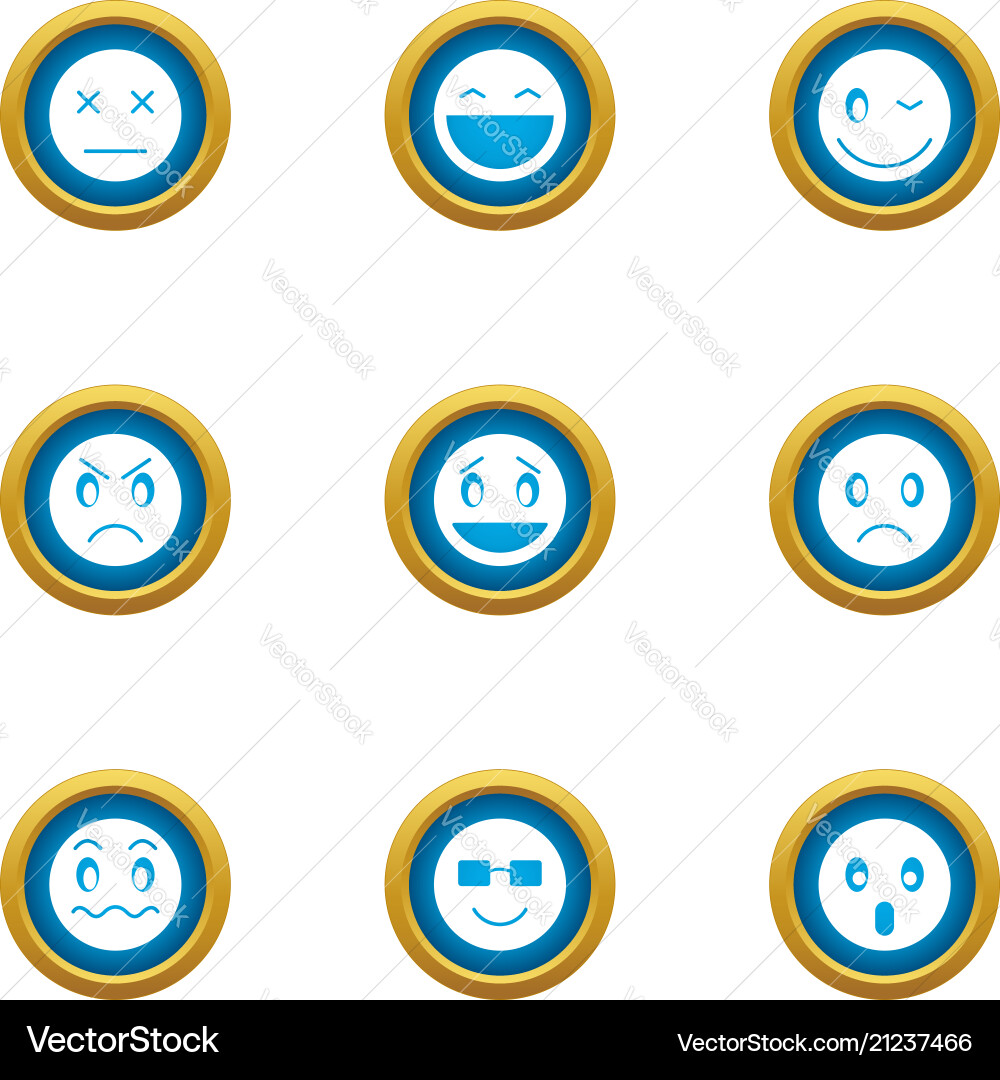 Grin icons set flat style Grin icons set flat style Vector Image