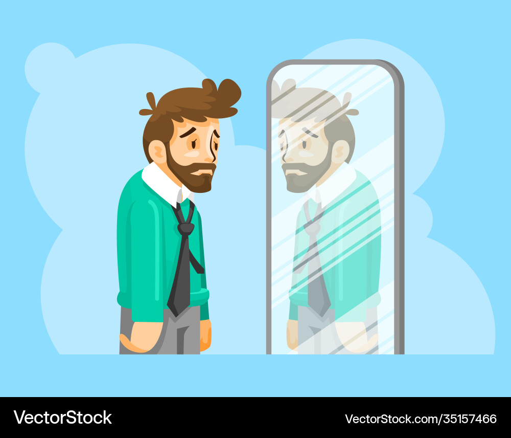 Man low self-esteem Man low self-esteem vector image