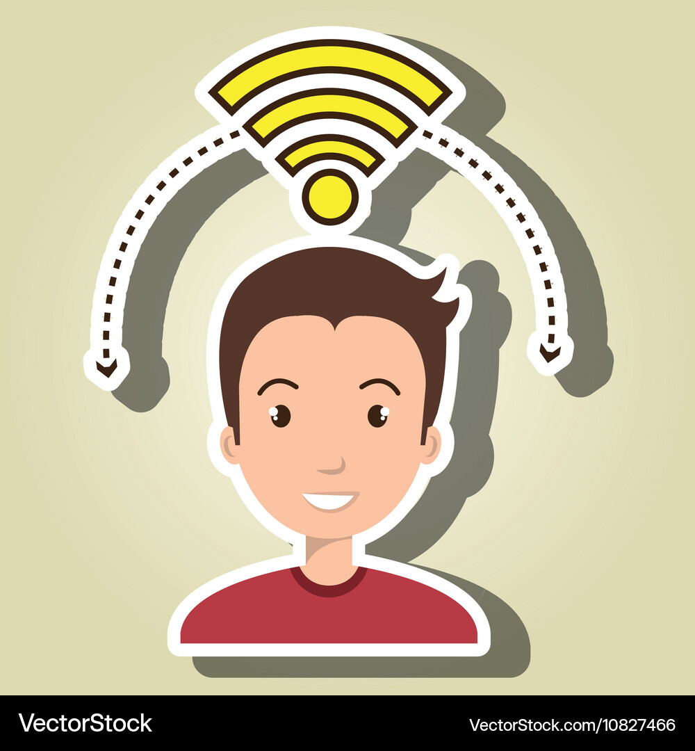 Man wifi web internet connected Vector Image