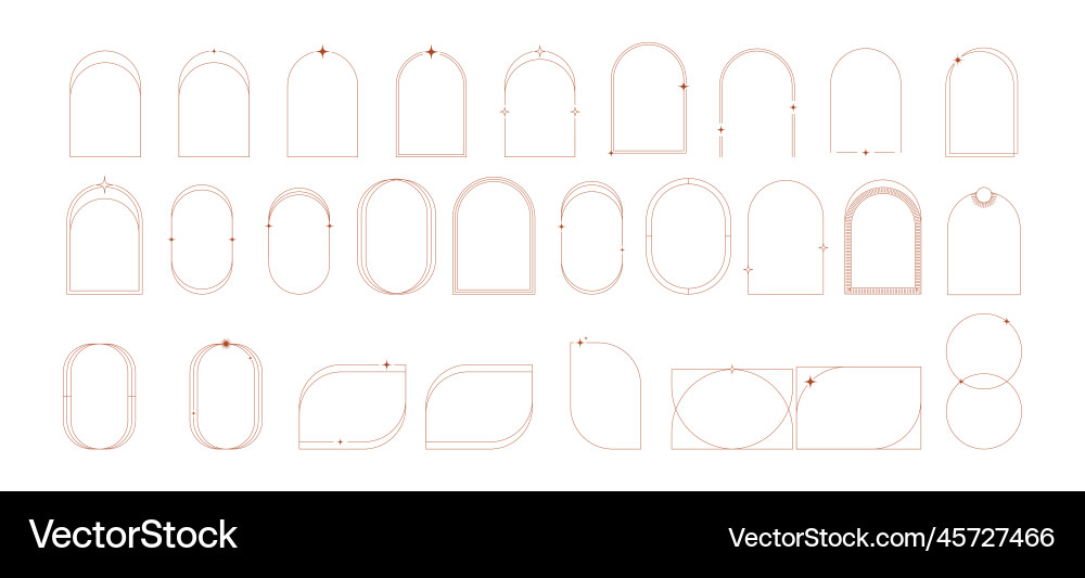 Modern minimalist aesthetic linear frames arcs Vector Image