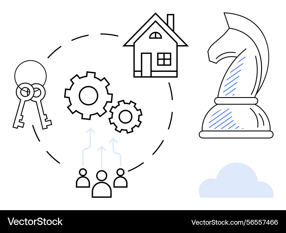 Property management strategy with keys gears vector image
