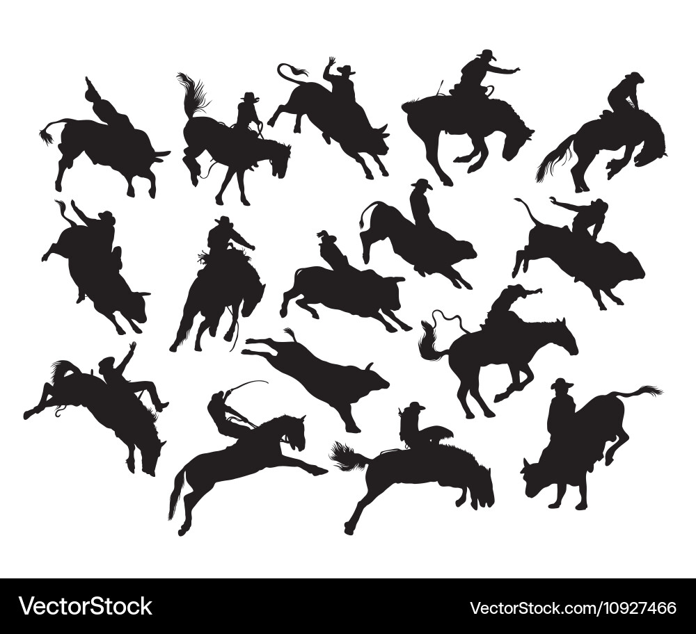 Rodeo Bull Silhouettes Vector Image