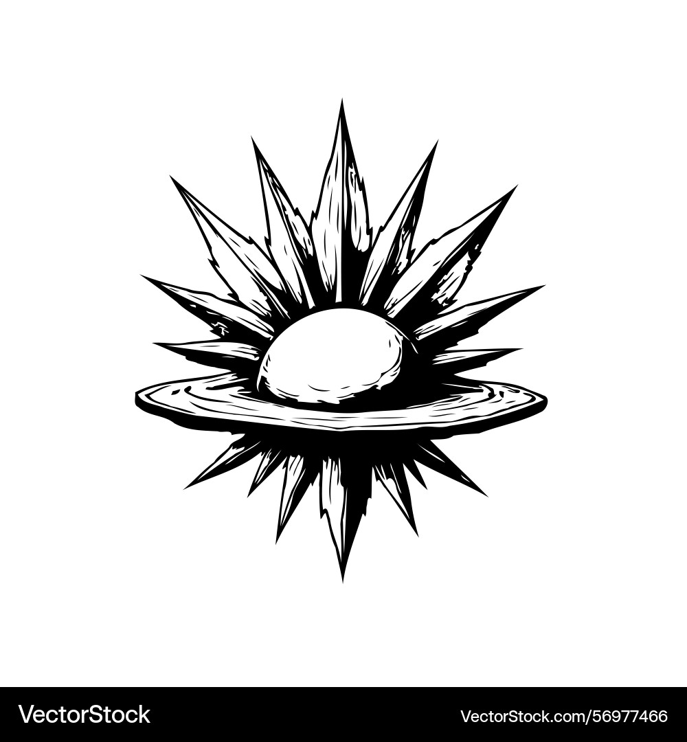Stylized radial element with central form vector image