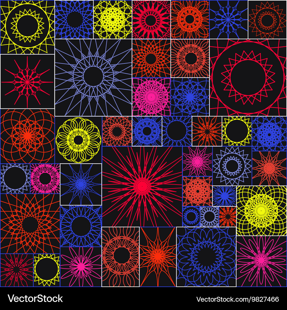 Tile seamless pattern with spirograph mandalas vector image