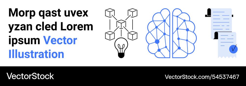 Brain with neural connections blockchain network Brain with neural connections blockchain network vector image