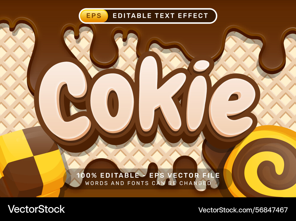 Cokie text effect and editable Cokie text effect and editable vector image