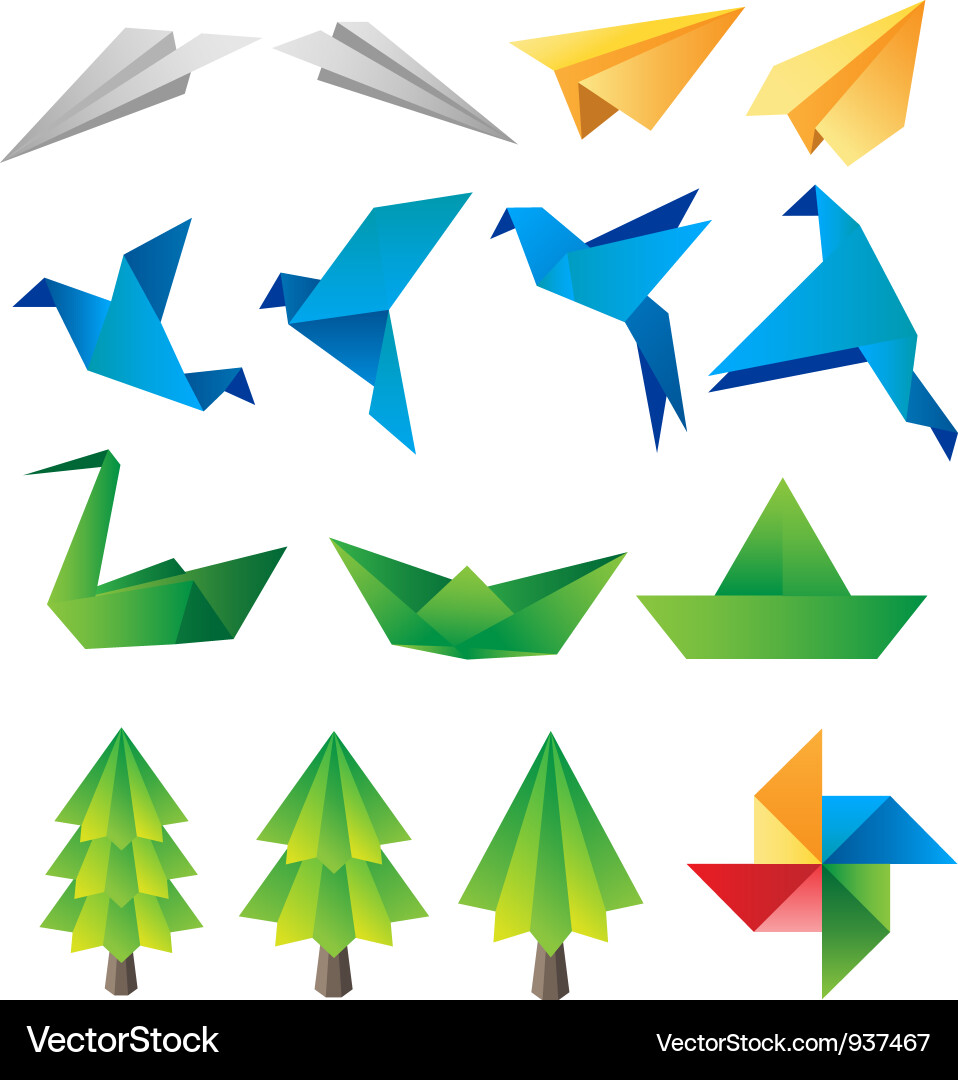 Colorful Origami Birds Vector Image