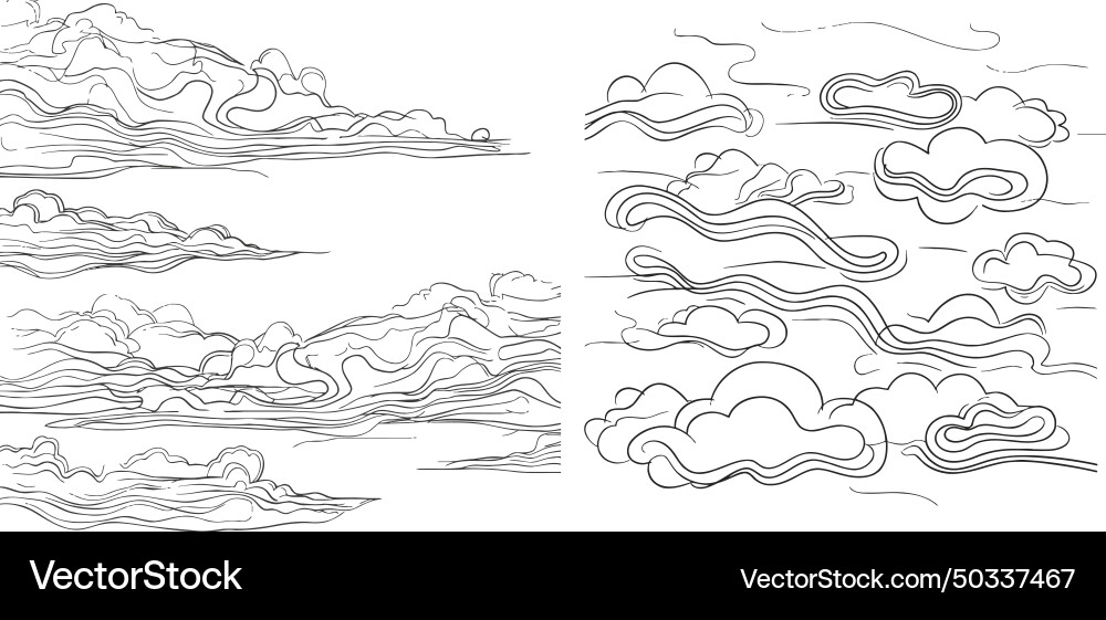 Continuous line drawing clouds vector image