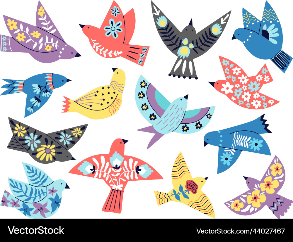 Folk abstract birds modern styled bird decorative Folk abstract birds modern styled bird decorative vector image