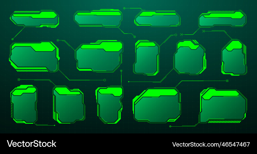 Green futuristic hud ui elements sci-fi user Green futuristic hud ui elements sci-fi user vector image