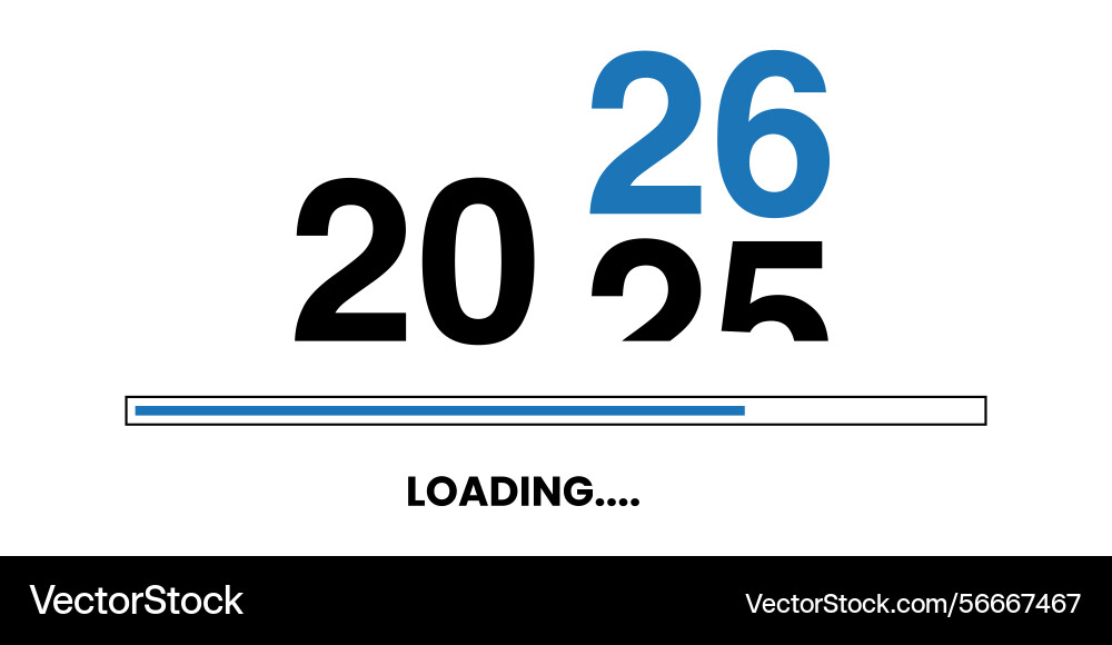 Loading screen displaying the year 2026 new vector image
