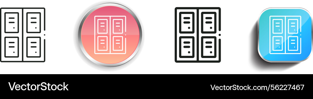 Lockers icon thin linear regular and button style Lockers icon thin linear regular and button style Vector Image