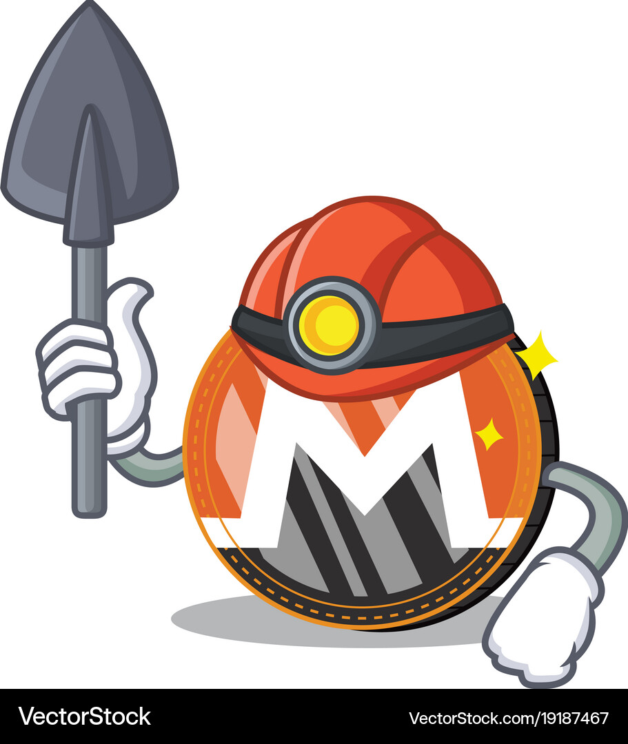 Miner monero coin character cartoon – Royalty-Free Vector | VectorStock