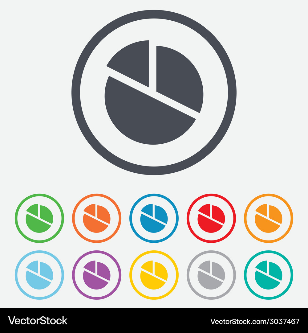 Pie chart graph sign icon diagram button Vector Image