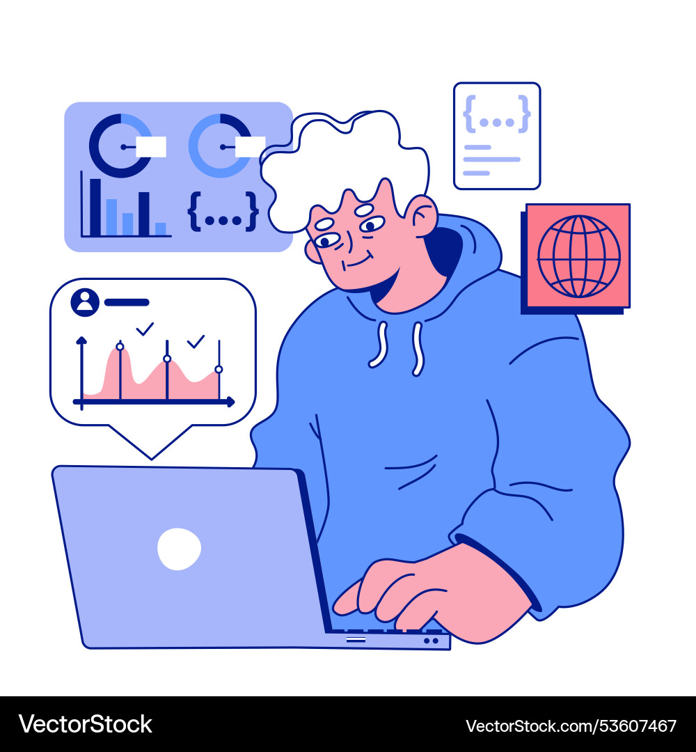 Senior Entwickler Oldman Programmierung und Codierung Senior Entwickler Oldman Programmierung und Codierung vektorbild