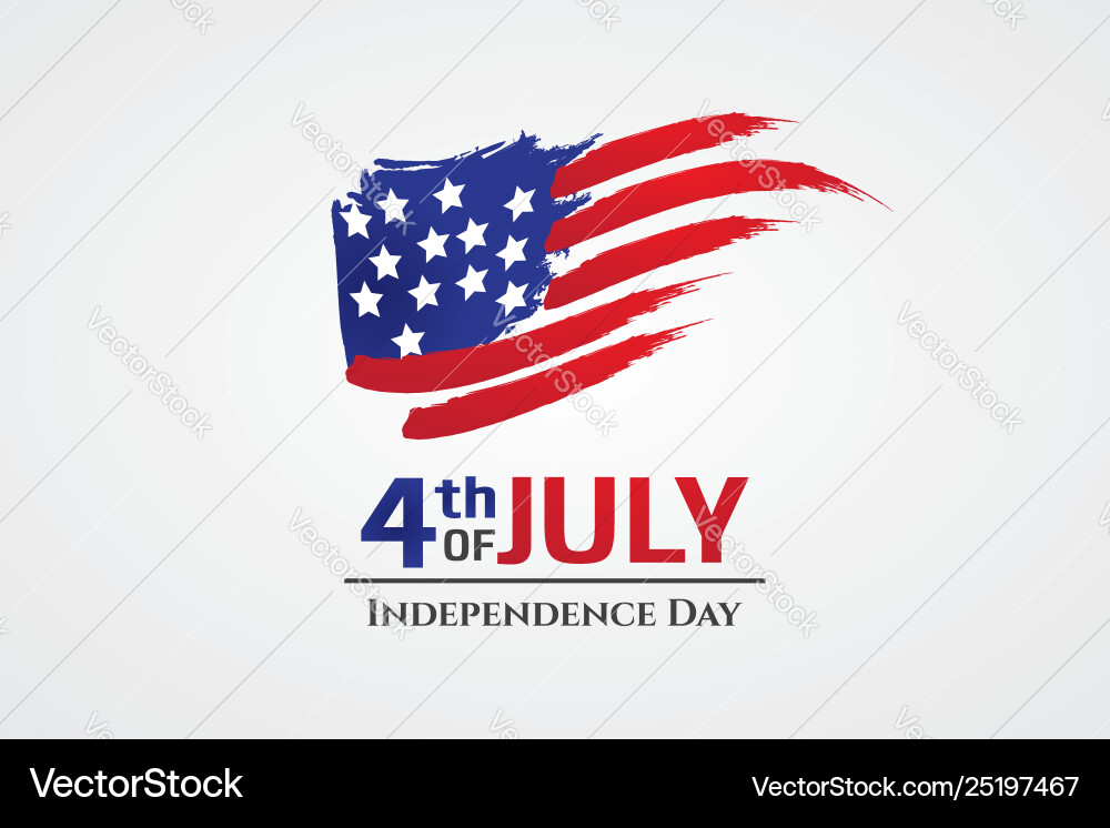 Us flag with brush stroke style 4th july greeting Us flag with brush stroke style 4th july greeting vector image