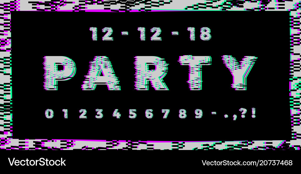 Abstract distorted glitch colorful numbers from 0 vector image