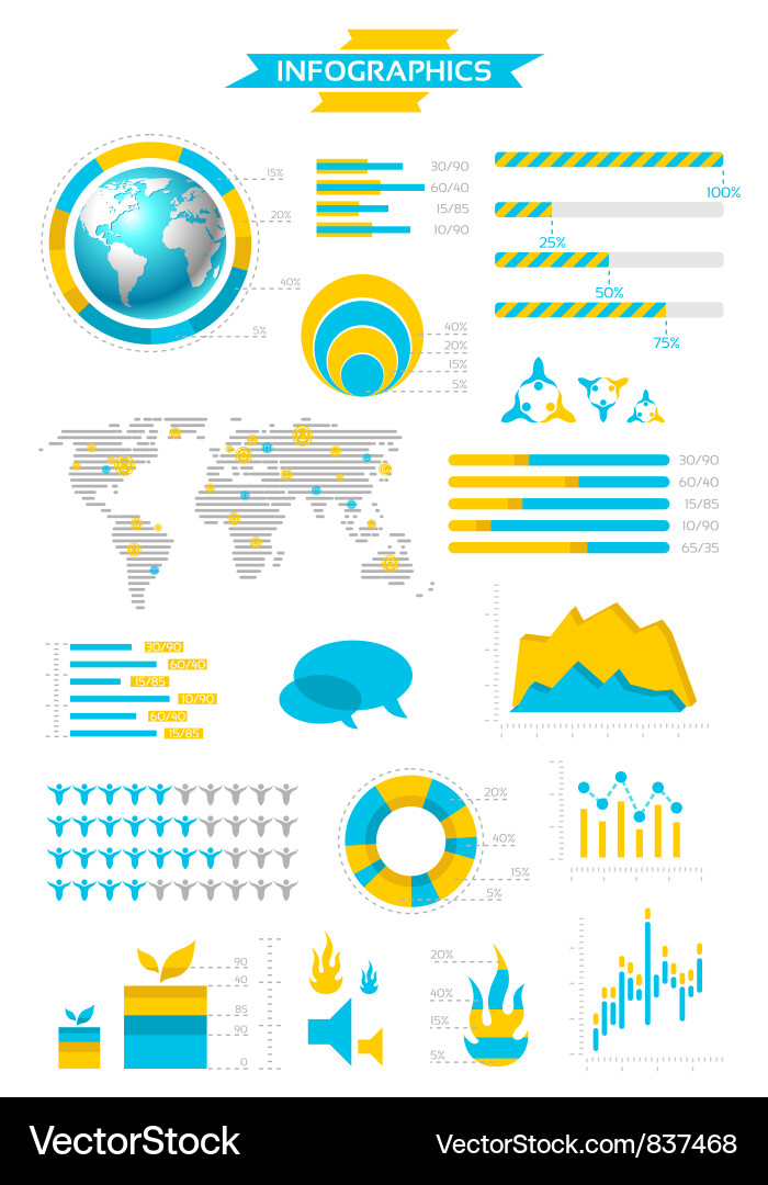 Collection of Data Labels and Icons Vector Image