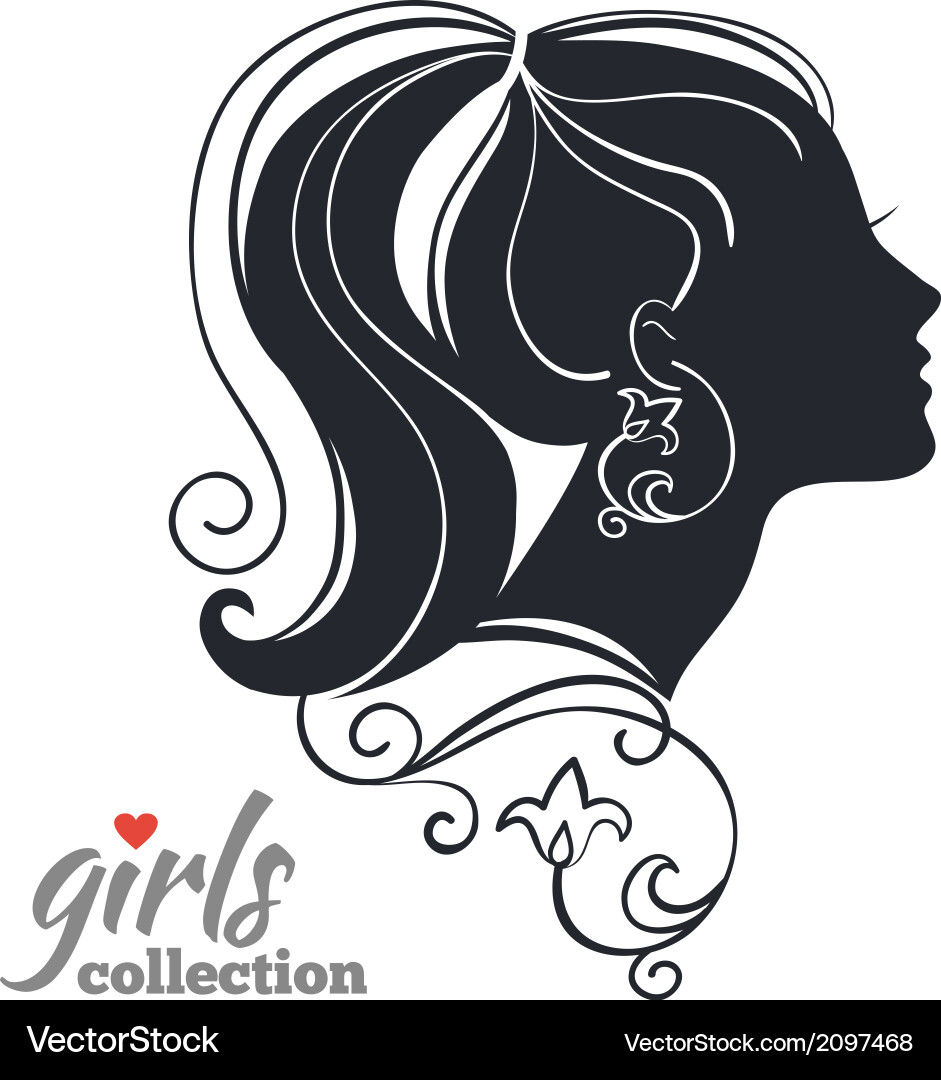 Elegant Woman Silhouette with Floral Accents Vector Image