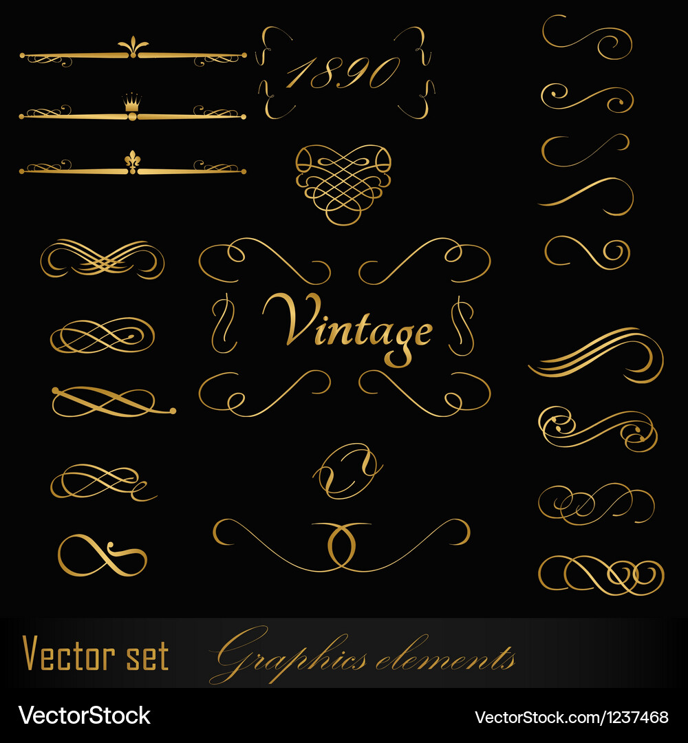 Ornate Scroll & Decorative Elements Vector Image