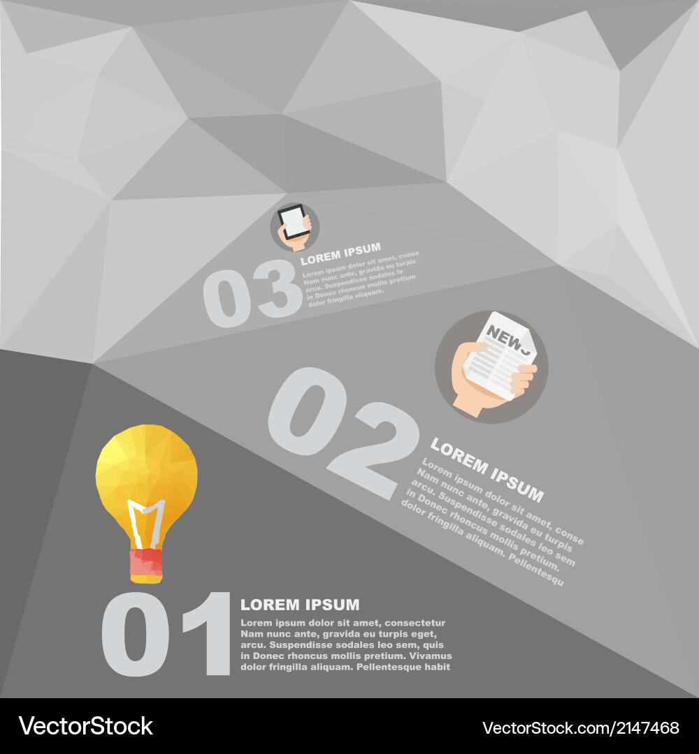 Polygon infographic element with flat color vector image