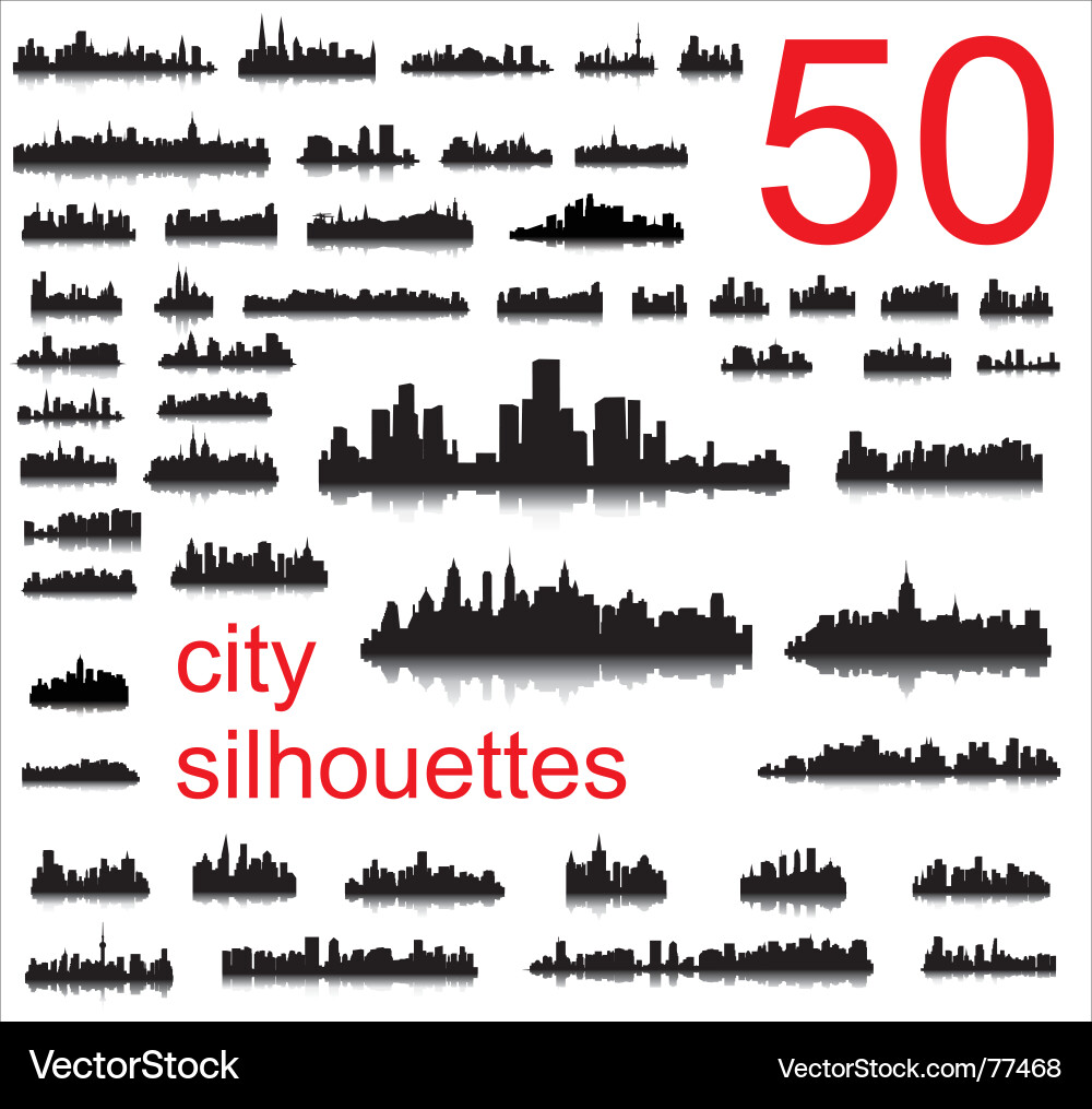 Urban City Silhouettes Vector Image