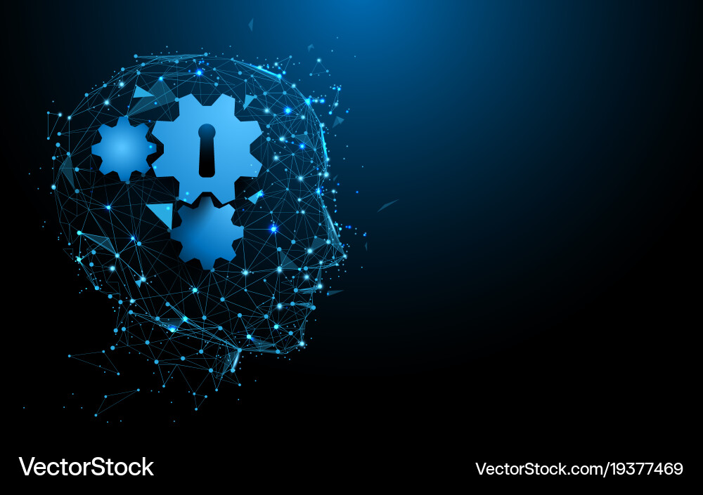 Abstract Head with Gears and Network Vector Image