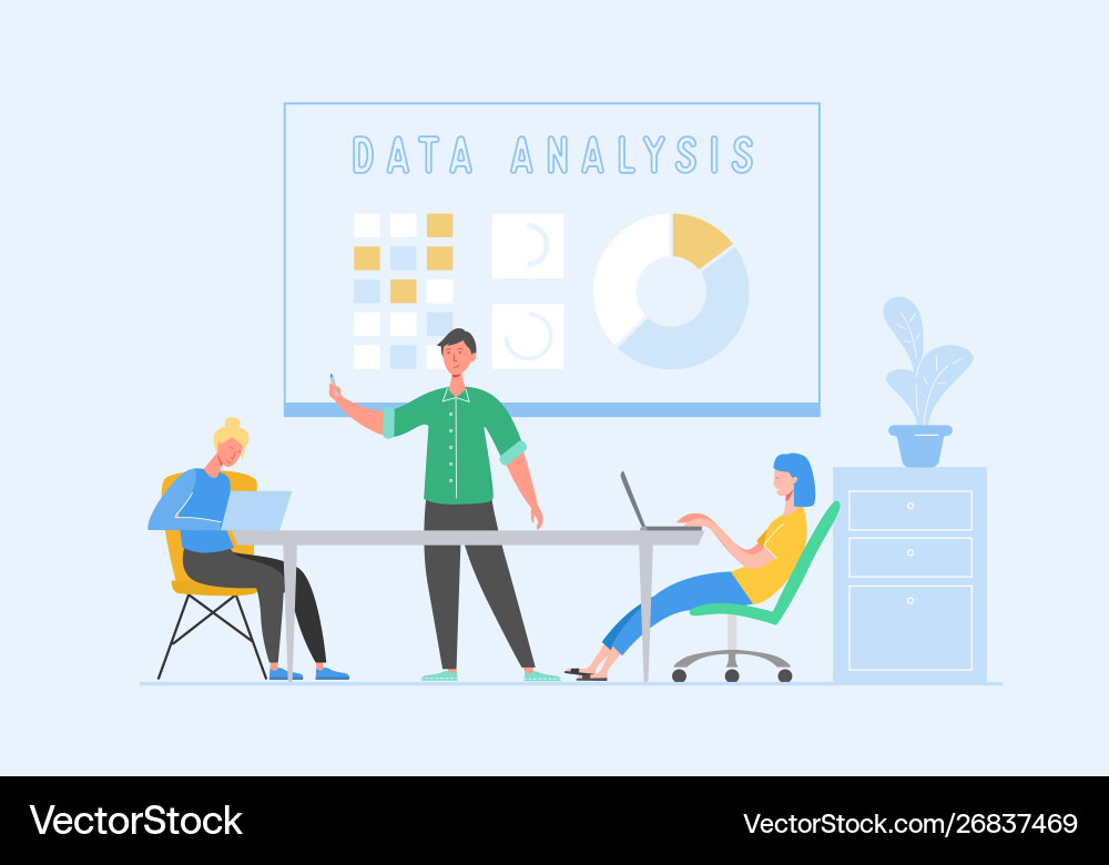 Data analysis concept with characters business vector image