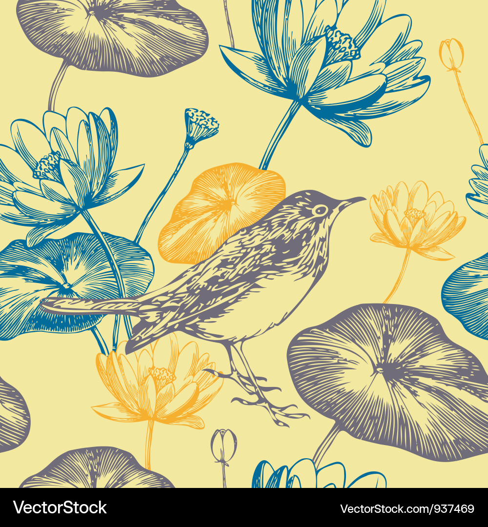 Floral Bird Wallpaper Vector Image