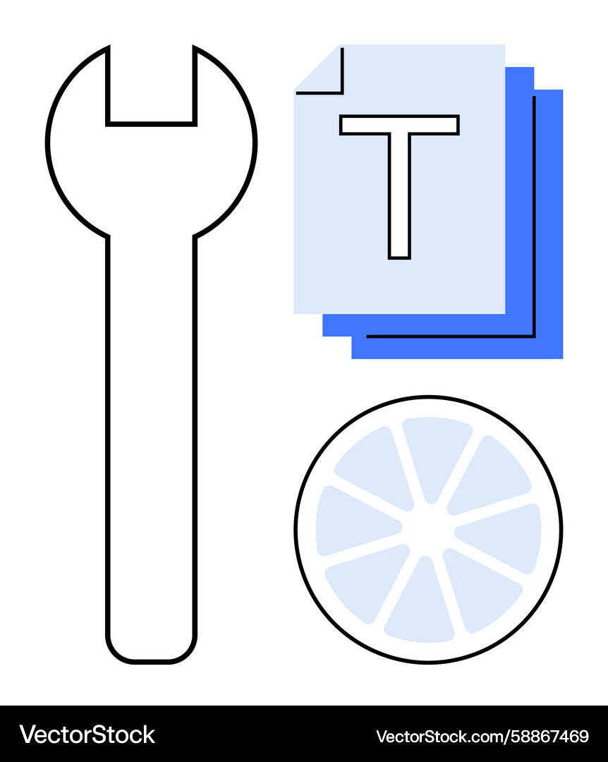 Tools and resources concept with wrench document Tools and resources concept with wrench document Vector Image