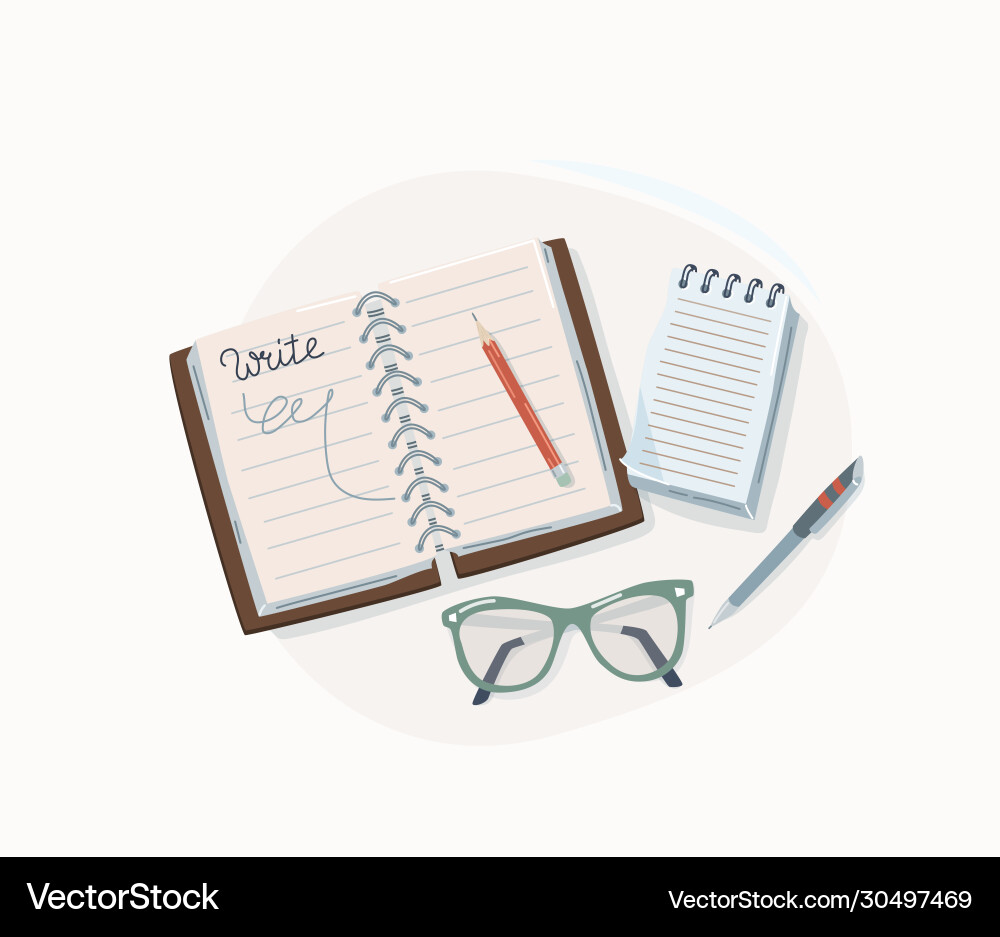 Writing Concept with Notepad Vector Image