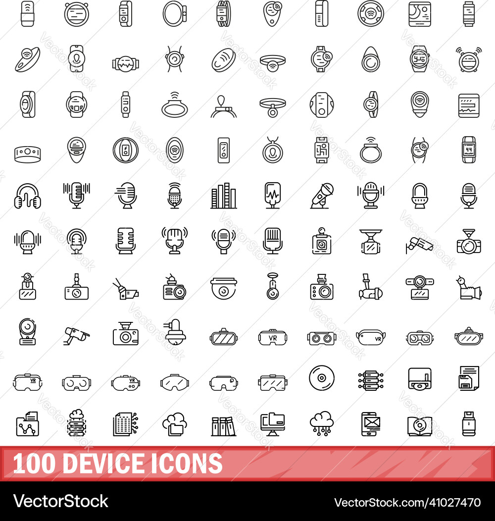100 device icons set outline style Vector Image