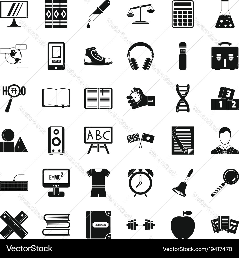 Blackboard icons set simple style Vector Image