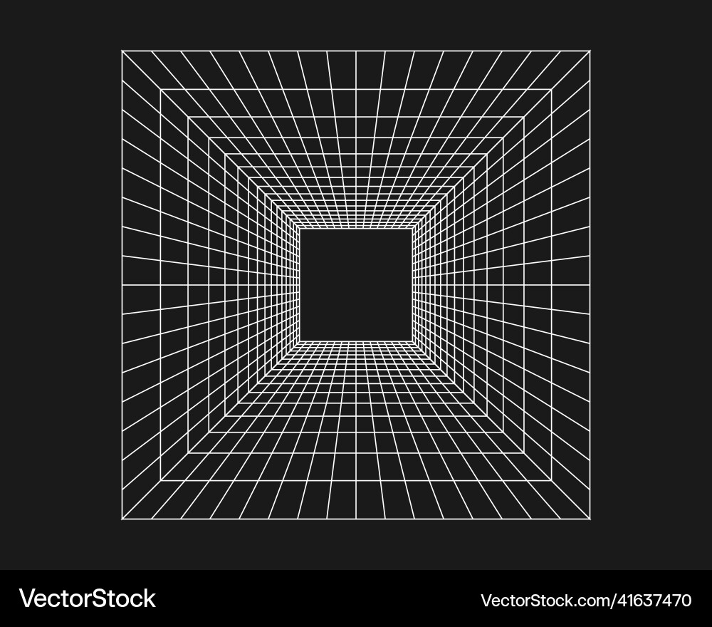 Cyber grid retro punk perspective rectangular Cyber grid retro punk perspective rectangular vector image