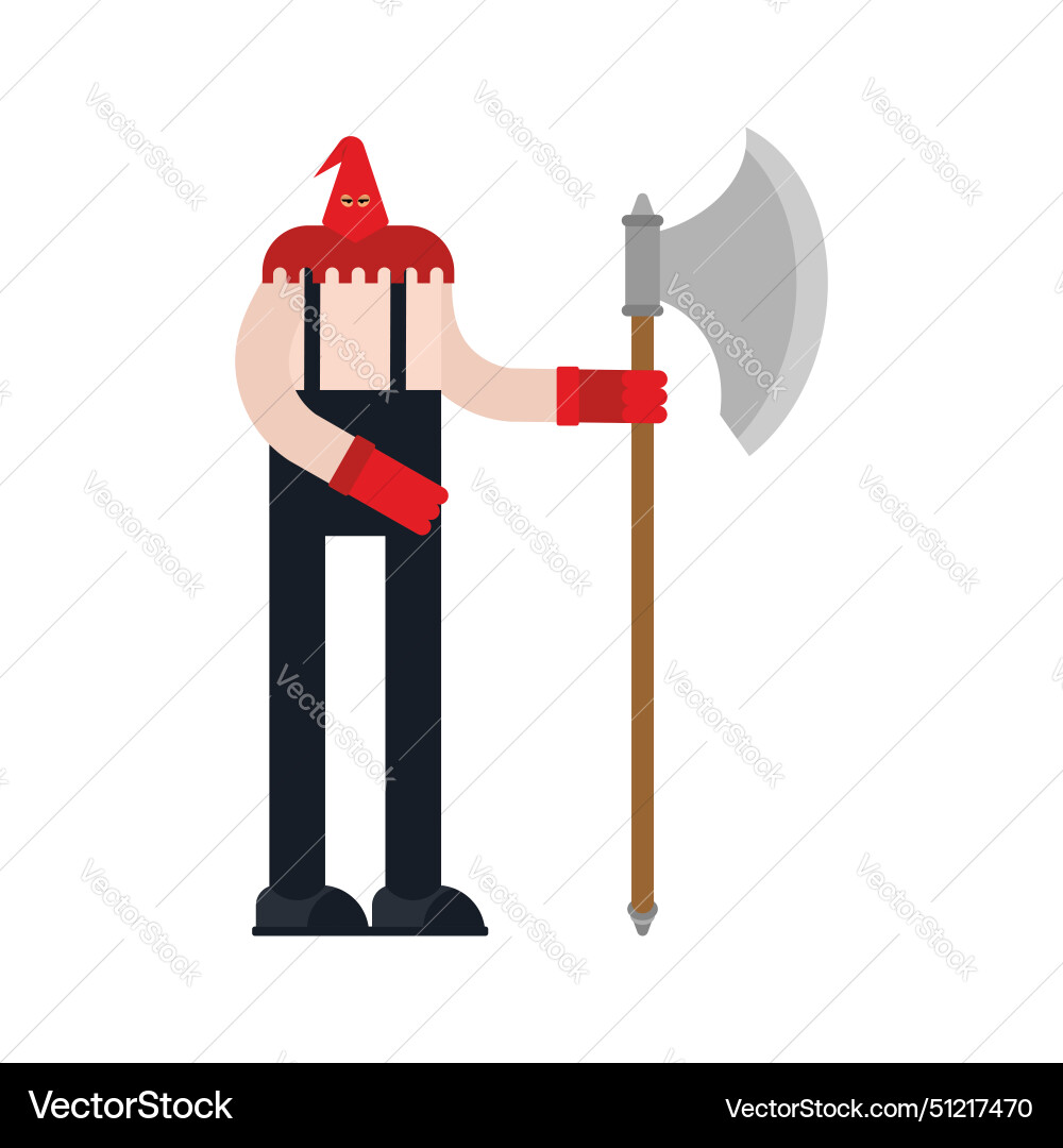 Executioner with ax isolated butcher and axe vector image