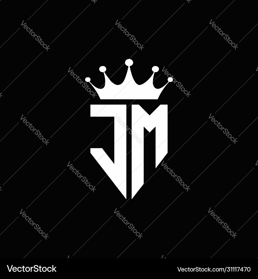 Jm Cdr Logo Initial JM Logo Shield Crown Style, Luxury Elegant