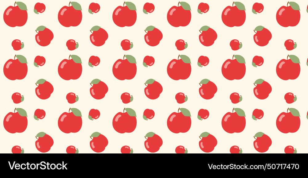 Red apples seamless pattern tile repeating flat Vector Image