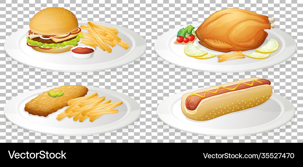 Set fast food on transparent background Set fast food on transparent background vector image