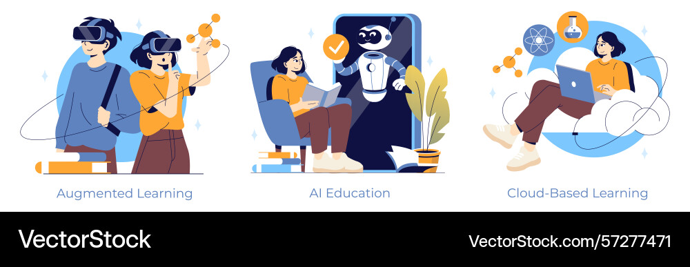 Augmented and cloud-based learning vector image