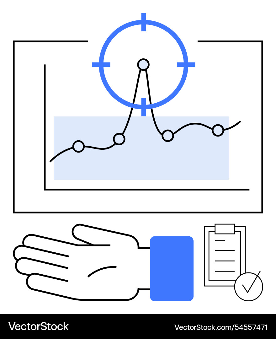 Data analytics and goal setting with hand gesture Vector Image