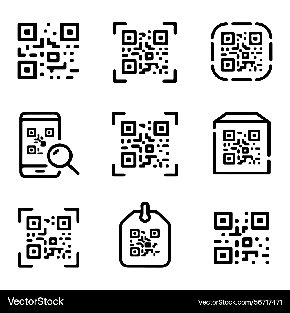 Qr code icon set vector image