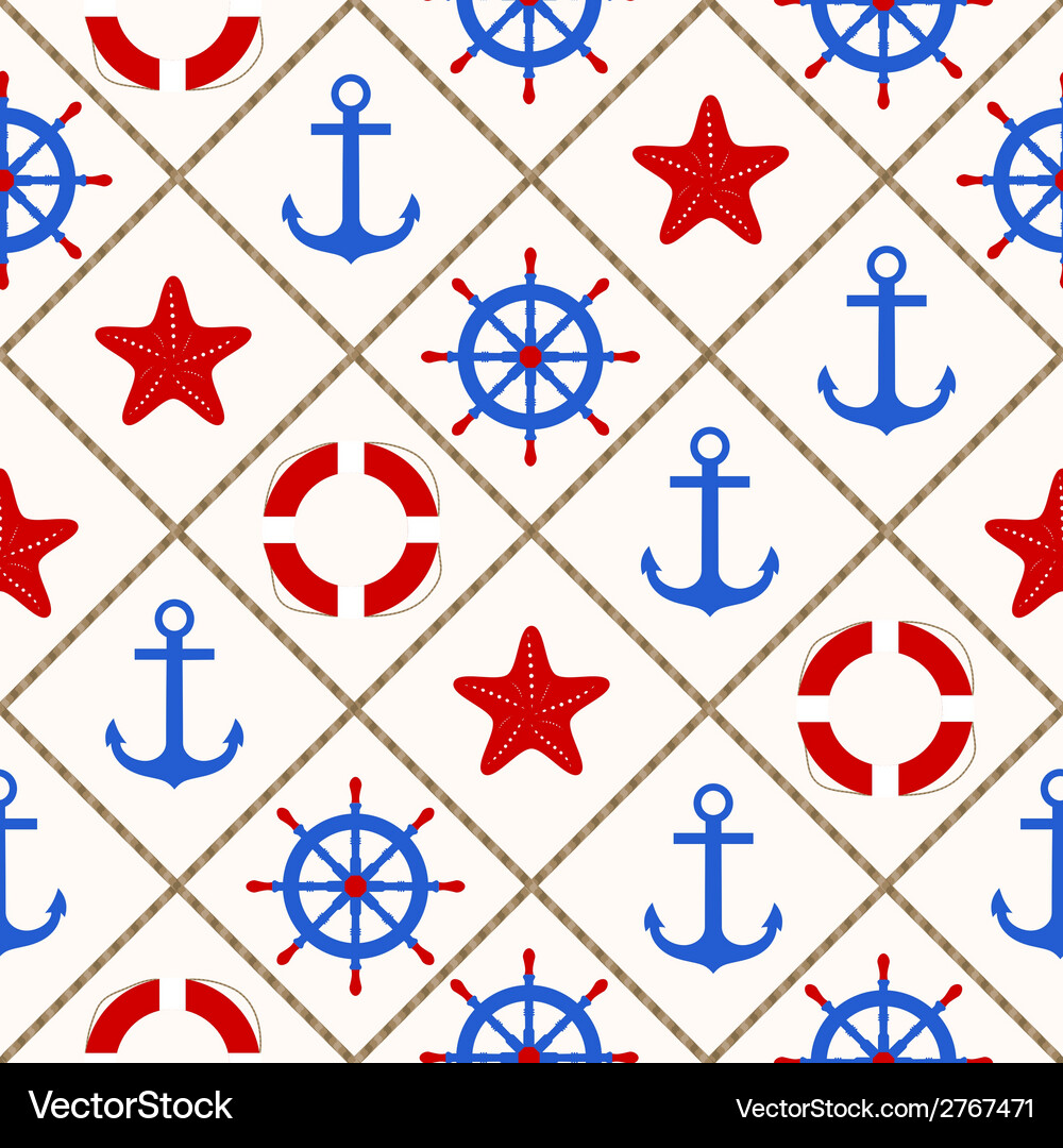 Seamless nautical pattern with sea theme elements Vector Image